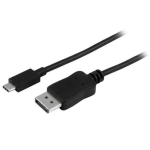 StarTech.com 6ft/1.8m USB C to DisplayPort 1.2 Cable 4K 60Hz, USB-C to DisplayPort Adapter Cable HBR2, USB Type-C DP Alt Mode to DP Monitor Video Cable, Works with Thunderbolt 3, Black - USB-C Male to DP Male - Cavo DisplayPort - 24 pin USB-C (M) a Displa